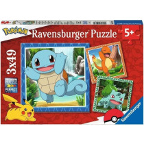 Puzzle for children 3x49 pieces Pokémon - Salameche, Bulbasaur and Sq
