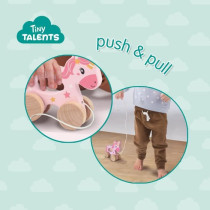 2 in 1 Wooden Unicorn - Push and Pull - SES CREATIVE - Pink unicorn to