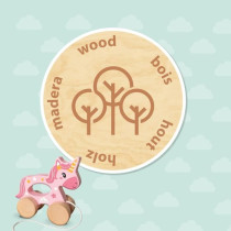 2 in 1 Wooden Unicorn - Push and Pull - SES CREATIVE - Pink unicorn to