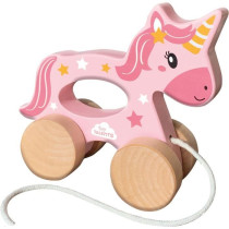 2 in 1 Wooden Unicorn - Push and Pull - SES CREATIVE - Pink unicorn to