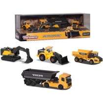 Set of 4 Volvo construction vehicles in metal reproductions on a 1/64
