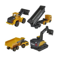 Set of 4 Volvo construction vehicles in metal reproductions on a 1/64