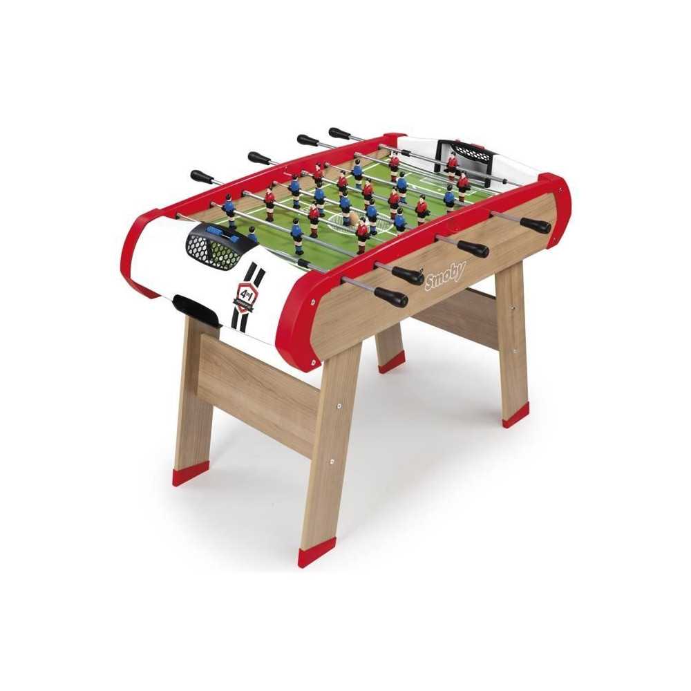 Smoby - Babyfoot Powerplay 4 en 1 - Babyfoot, billard, palet et ping p
