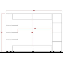 Composition murale TV SIENNA - Laqué blanc et béton - L295 x P30 x H