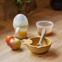 Suction Cup Bowl - THERMOBABY - Silicone - Honey Yellow, non-slip and