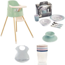 Evolutionary high chair in chair booster + dishwashing box + conservat