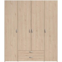 Armoire chambre VARIA - Panneaux de particules - Décor chene - 4 port