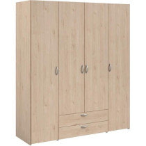 Armoire chambre VARIA - Panneaux de particules - Décor chene - 4 port