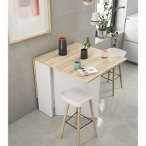 FLY folding kitchen table - Artik white melamine and oak - L 31/140 x