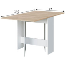 FLY folding kitchen table - Artik white melamine and oak - L 31/140 x