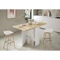 FLY folding kitchen table - Artik white melamine and oak - L 31/140 x