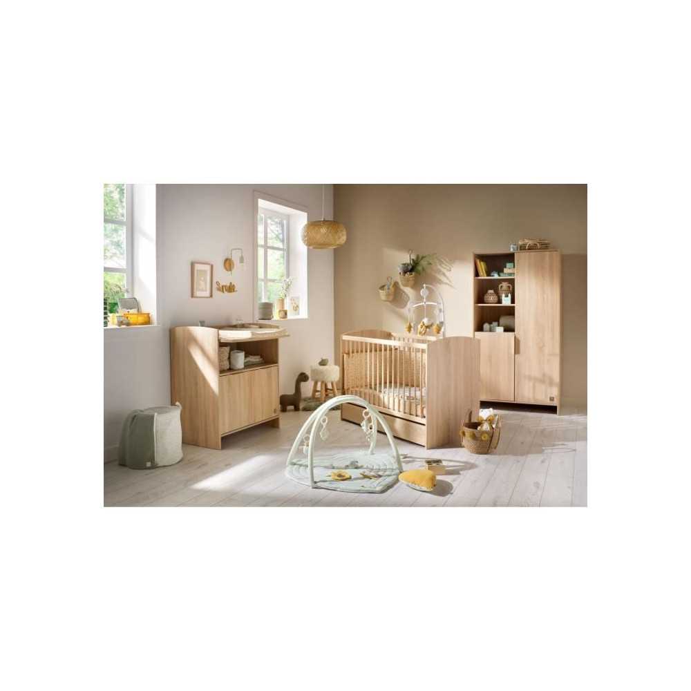 Chambre bébé trio AZUR - Lit 120x60 + Commode a langer 3 tiroirs + A