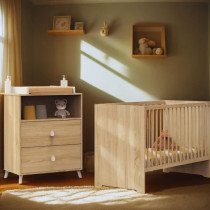 Chambre bébé duo MONTANA - Lit 120x60 + Commode a langer 2 tiroirs d