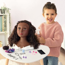 Smoby - Afro hair styling head - Easy to style - 23 realistic accessor