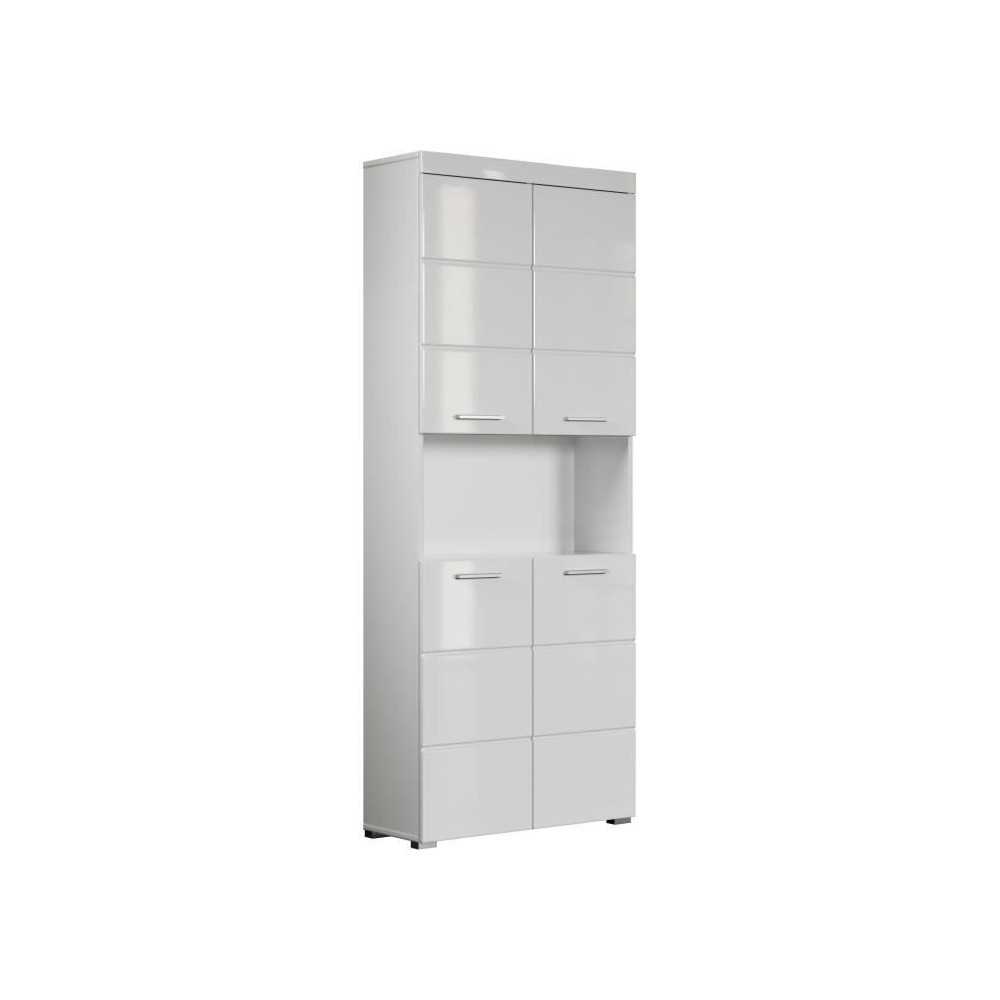 Colonne salle de bain AMANDA - 4 portes + 1 niche - Blanc brillant - L