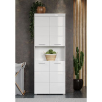 Colonne salle de bain AMANDA - 4 portes + 1 niche - Blanc brillant - L