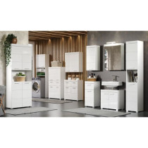 Colonne salle de bain AMANDA - 4 portes + 1 niche - Blanc brillant - L