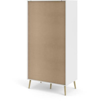 Armoire - Blanc / Chene - 2 portes / 2 tiroirs - Pietement évasé en