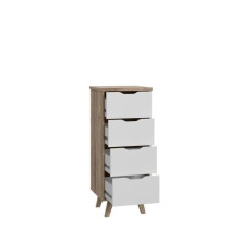 Clumard 4 drawers - in particle panels - Chene and white decor - Conte