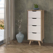 Clumard 4 drawers - in particle panels - Chene and white decor - Conte