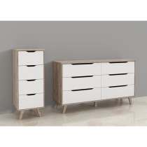 Clumard 4 drawers - in particle panels - Chene and white decor - Conte
