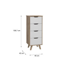 Clumard 4 drawers - in particle panels - Chene and white decor - Conte
