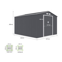 URANUS Abri de jardin en métal 8,84 m² - 277 x 319 x 202 cm - Kit d'