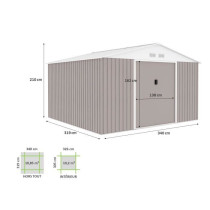 JUPITER Abri de jardin en métal 10,85 m² - 340 x 319 x 210 cm - Kit
