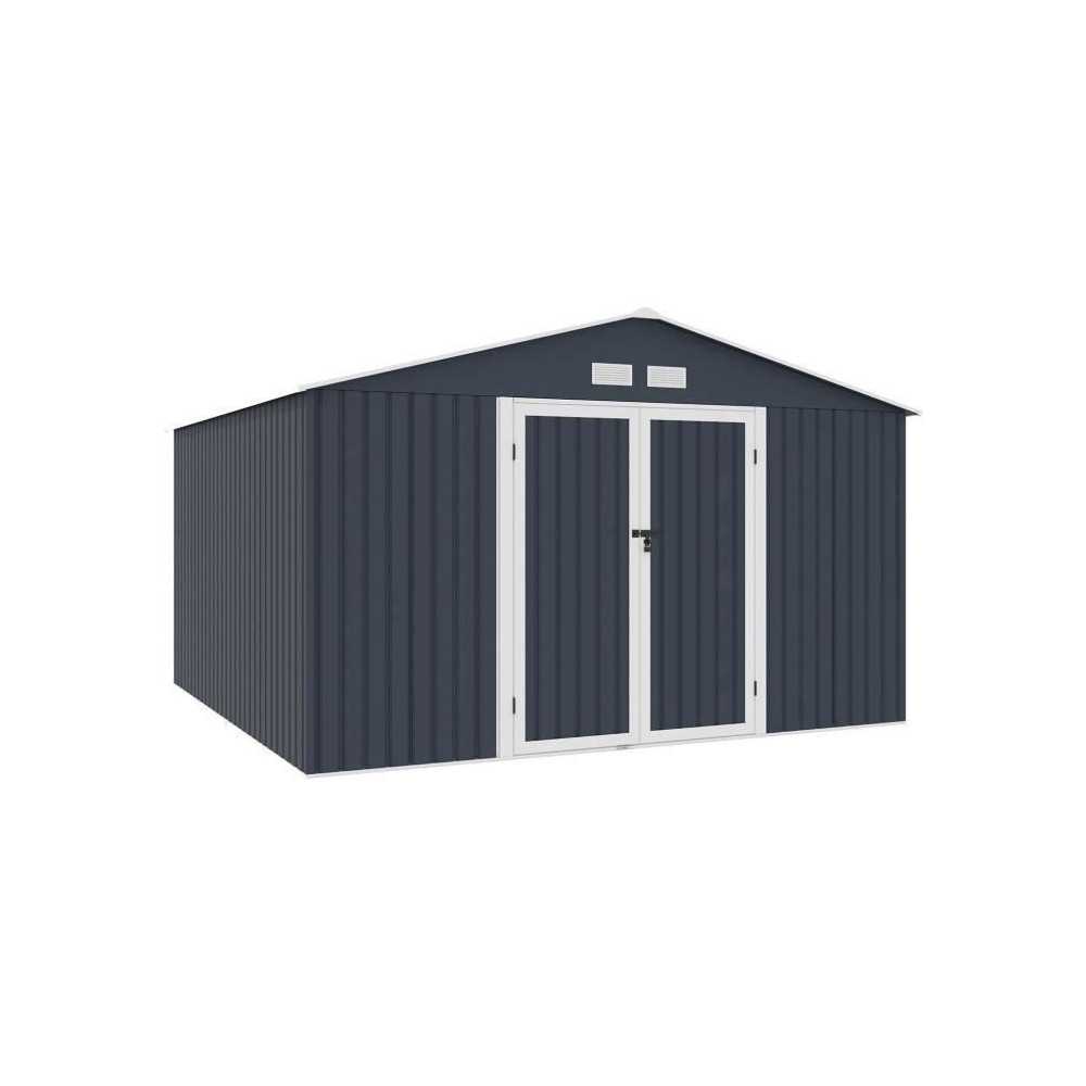 LUNEX Abri de jardin en métal 10,85 m2 - 340 x 319 x 210 - Kit d'ancr