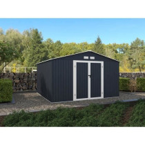 LUNEX Abri de jardin en métal 10,85 m2 - 340 x 319 x 210 - Kit d'ancr