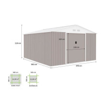 NEPTUNE Abri de jardin en métal 12,99 m² - 340 x 382 x 210 cm - Kit
