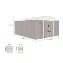 SATURNE Abri de jardin en métal 15,16 m² - 340 x 446 x 210 - Kit d'a
