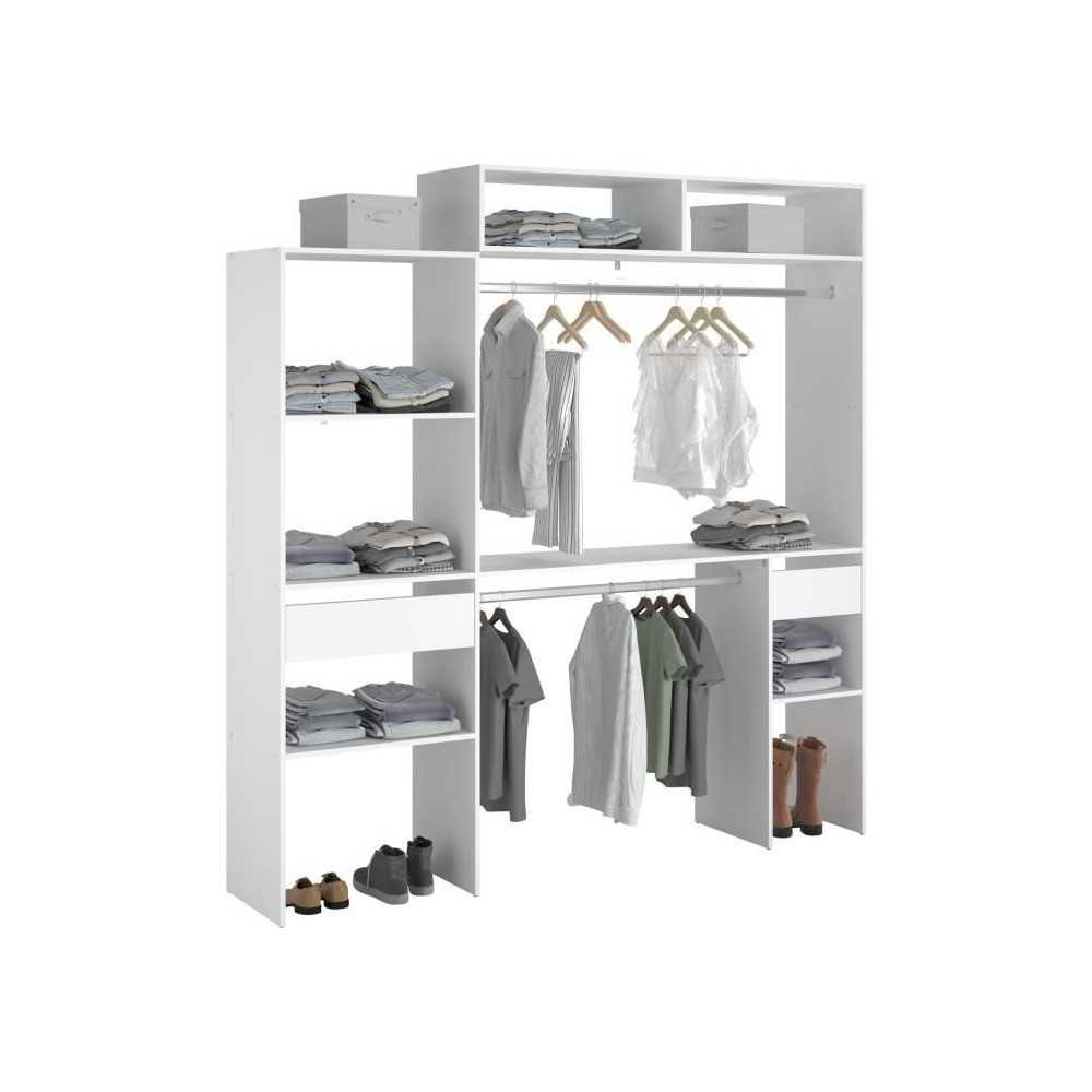 Kit dressing extensible ARTIC EKIPA - Blanc - 2 penderies + 2 tiroirs