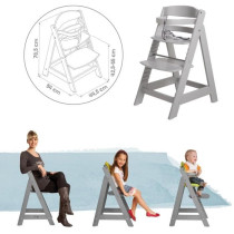 Sit Up III Wooden High Chair - ROBA - Height Adjustable - Taupe
