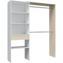 Dressing - DRESS - 2 penderies + 3 niches + 1 étagere + 1 tiroir - Bl