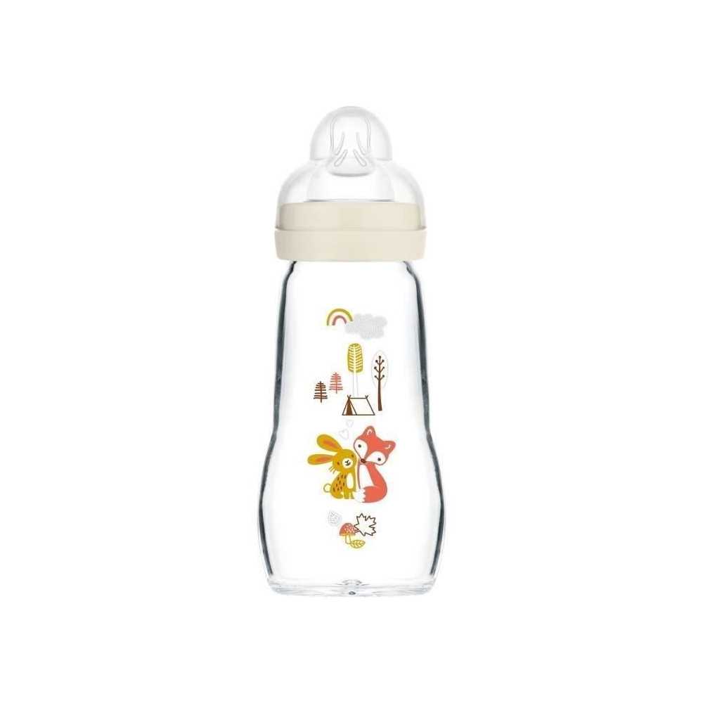 MAM Glass Bottle - 260ml - 0 to 6 months - Teat Flow 2 - White MAM Glass Bottle - 260ml - 0 to 6 months - Teat Flow 2 - White