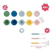 Badabulle Set of 5 non-slip bowls 330ml and 3 soft spoons
