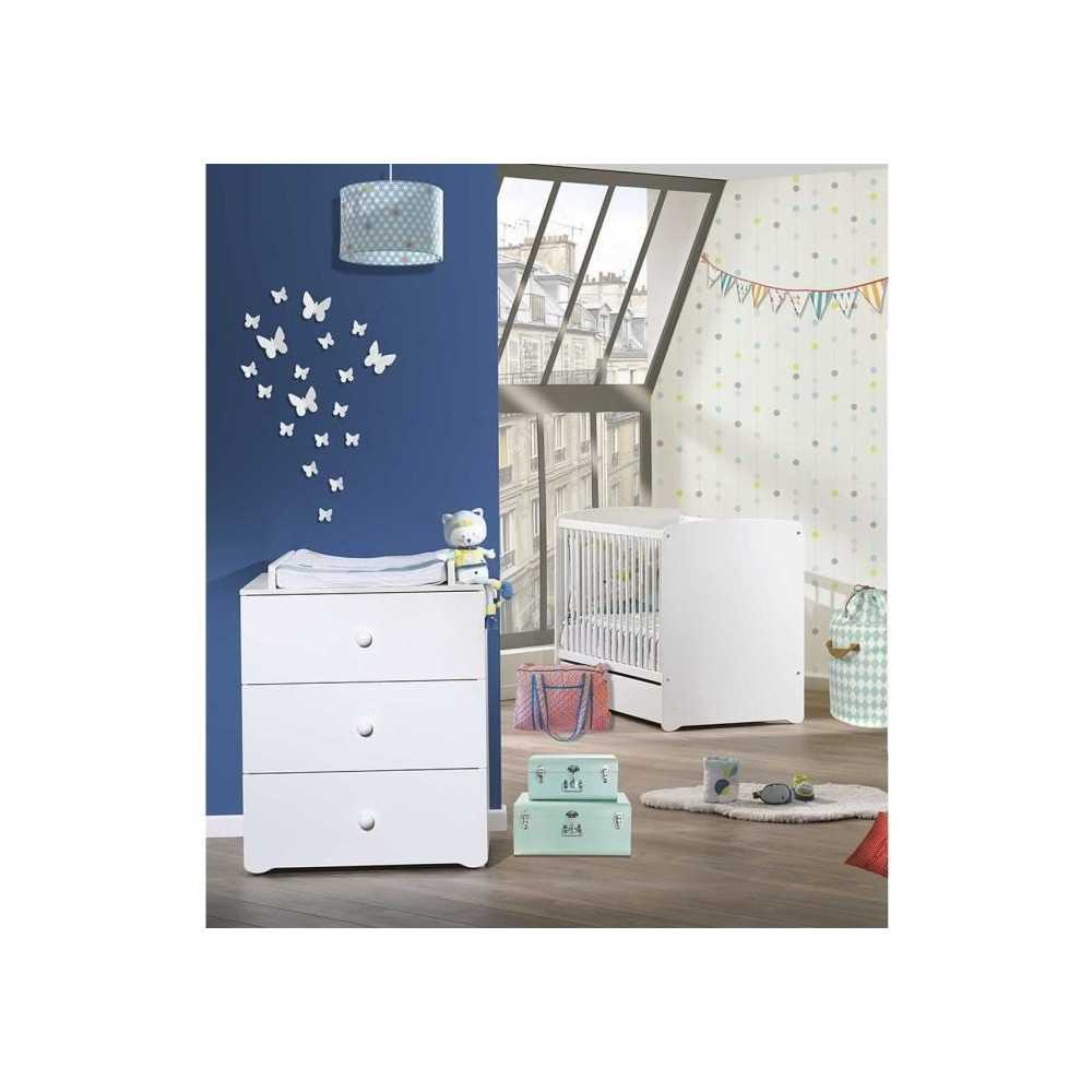 Chambre bébé duo Basic boule: Lit 120x60, commode a langer - Babypri