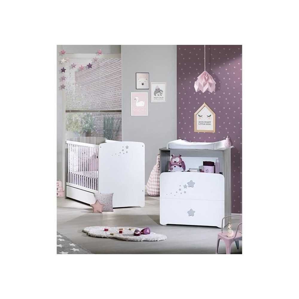 Chambre bébé duo Nao: lit 120x60, commode a langer - Babyprice - Bla
