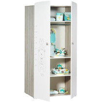 Chambre bébé trio Teddy: lit 120x60, commode a langer et armoire - B