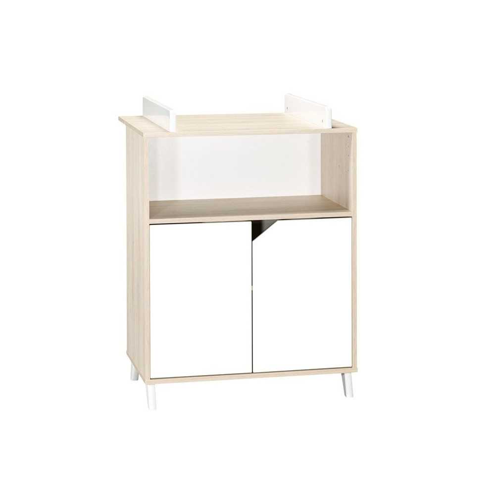 Commode a langer - Babyprice - Scandi naturel - 2 portes - 1 niche - E
