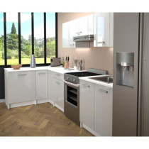 START Cuisine complete d'angle - Mélaminé blanc - Façade polymere b