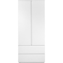 Armoire Image 60A - 2 portes battantes - 2 tiroirs - Blanc Mat - L80 x