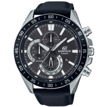 CASIO - Genuine Leather Watch - EDIFICE - Black