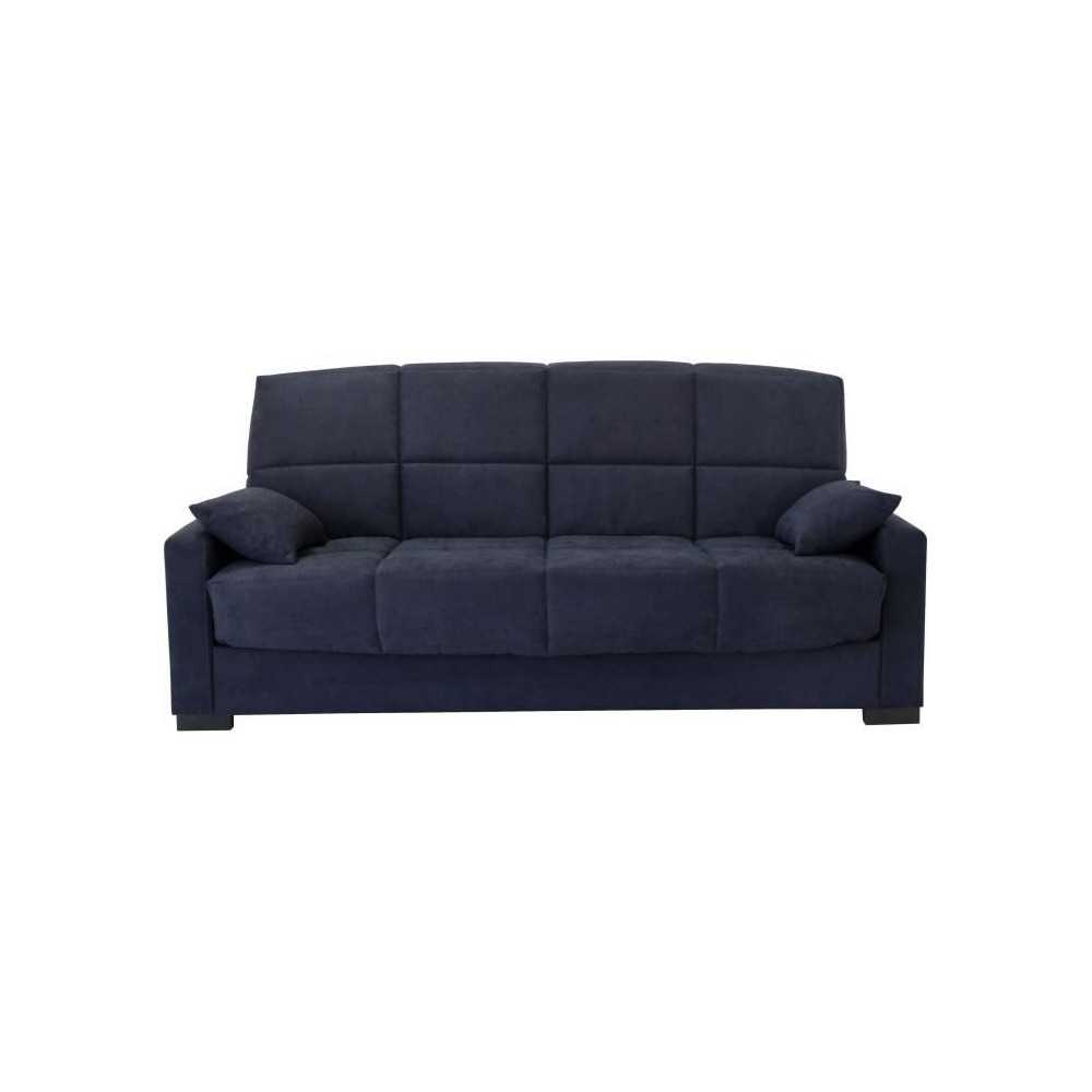 Canapé clic clac 3 places - Bleu - Matelas 14 cm - L223 x P96 x H 103