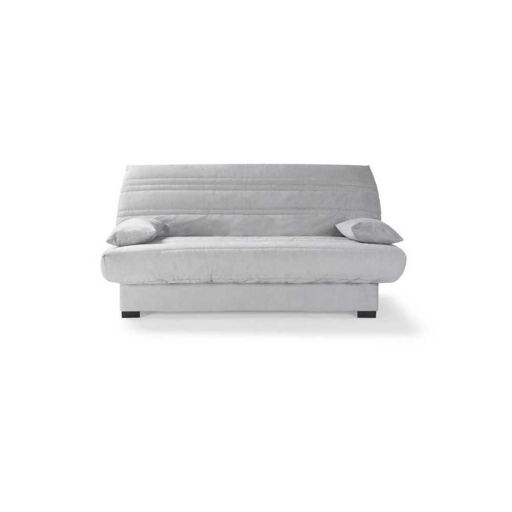 Banquette clic clac 3 places - Matelas 17 cm - Tissu gris clair - L199