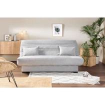 Banquette clic clac 3 places - Matelas 17 cm - Tissu gris clair - L199