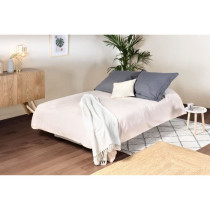 Banquette clic clac 3 places - Matelas 17 cm - Tissu gris clair - L199