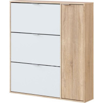 Meuble a chaussure - CLASS - 3 tiroirs abattants et 1 porte - Chene ca