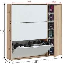 Meuble a chaussure - CLASS - 3 tiroirs abattants et 1 porte - Chene ca